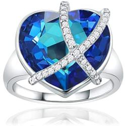 CRYSTAL ICE Silver Tone Swarovski Ring, Colored Crystal with Cubic Zirconia Accents