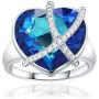 CRYSTAL ICE Silver Tone Swarovski Ring, Colored Crystal with Cubic Zirconia Accents