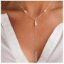 TseanYi Pearls Y Lariat Necklace Silver Pearls Pendant Chain Necklace Classic Pearl Drop Long Necklaces Bridal Necklace Jewelry for Women and Girls (Silver)