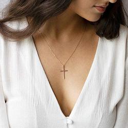 Mevecco Gold Dainty Cross Necklace 14K Gold Plated Cute Shark Tooth Evil Eye Snake Bar Opal Goddes Sun Coin Anchor Pendant Simple Minimalist Delicate Handmade Boho Personalized Necklace Gift