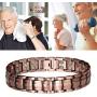 BTOP Men Red Copper Double Strong Magnetic Therapy Bracelet for Arthritis Pain Relief