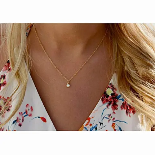 Fstrend Fashion Rhinestone Necklace Dainty Simple Choker Necklaces Jewelry for Women and Girls(Gold)