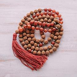 BLUE BOHO DESIGNS. Mala Necklace with Healing Stones for Meditation
