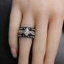 MABELLA Black Wedding Engagement Ring Set Stainless Steel Marquise Cubic Zirconia Gifts for Women