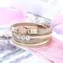 COLORFUL BLING Women Multilayer Leather Wrap Bracelet Handmade Wristband Beads Cuff Bangle with Magnetic Buckle Jewelry for Ladies-Beige