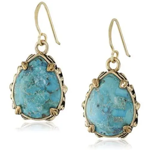 Barse Jubilee Teardrop Bronze and Turquoise Earrings Barse Jubilee Teardrop Bronze and Turquoise Earrings