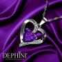 DEPHINI - Purple Heart Necklace - 925 Sterling Silver - CZ Crystal Pendant Birthstone - Fine Jewellery Love - 18 Premium Rhodium Plated Silver Chain - A Cubic Zirconia