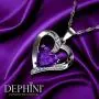 DEPHINI - Purple Heart Necklace - 925 Sterling Silver - CZ Crystal Pendant Birthstone - Fine Jewellery Love - 18 Premium Rhodium Plated Silver Chain - A Cubic Zirconia