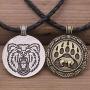 Polar Bear Necklaces Animals Pawprint Big Round Disc Pendant Bear Claw Footprint Butterfly Moth Insect Neclaces for Men Women Hunter Brave Jewelry