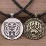 Polar Bear Necklaces Animals Pawprint Big Round Disc Pendant Bear Claw Footprint Butterfly Moth Insect Neclaces for Men Women Hunter Brave Jewelry