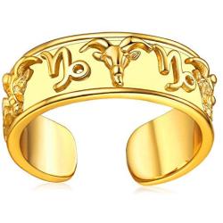 FaithHeart Constellation Zodiac Open Band Rings Astrology Horoscope Adjustable Stacking Ring Jewelry for Women Teen Girls with Brand Packaging