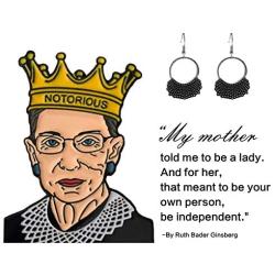 Al&Tiffy RBG Dissent Collar Earrings for Women and Girls,small silver Dangle Drop Earrings with Charms for Fans of RBG,Unique hypoallergenic ruth bader ginsburgDangling Gifts and Jewelry(Silver)
