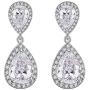 Scarlvambo Wedding Dangle Earrings Womens Cubic Zirconia Teardrop Pierced Silver-Tone Clear