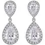 Scarlvambo Wedding Dangle Earrings Womens Cubic Zirconia Teardrop Pierced Silver-Tone Clear