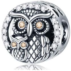 GEMDAZZ 925 Sterling Silver Mothers Day Theme Charms - Navy Mom/Sister/Mother Baby Owl Charms fit European Women Bracelet, Gift for Family/Birthday/Christmas