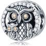 GEMDAZZ 925 Sterling Silver Mothers Day Theme Charms - Navy Mom/Sister/Mother Baby Owl Charms fit European Women Bracelet, Gift for Family/Birthday/Christmas
