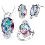 Uloveido White Gold Plated Jewelry Set Rainbow Mystic Topaz Ring Earrings Pendant Necklace T472 Uloveido White Gold Plated Jewelry Set Rainbow Mystic Topaz Ring Earrings Pendant Necklace T472