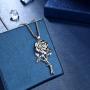 Beautlace Rose Necklaces/Adjustable Rings Silver/18K Gold/Black Gun Plated Flower Pendant/Open Ring Elegant Jewelry Gifts for Women