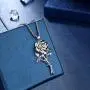 Beautlace Rose Necklaces/Adjustable Rings Silver/18K Gold/Black Gun Plated Flower Pendant/Open Ring Elegant Jewelry Gifts for Women Beautlace Rose Necklaces/Adjustable Rings Silver/18K Gold/Black Gun Plated Flower Pendant/Open Ring Elegant Jewelry Gifts for Women