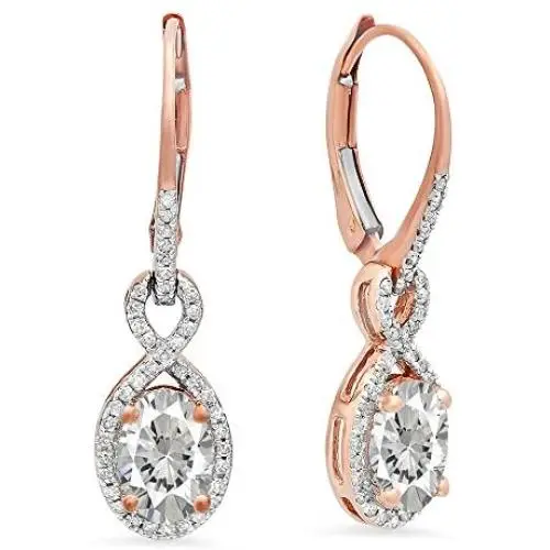 Dazzlingrock Collection 14K 7X5 MM Each Oval Lab Created Gemstone & Round Diamond Dangling Drop Earrings, Rose Gold Dazzlingrock Collection 14K 7X5 MM Each Oval Lab Created Gemstone & Round Diamond Dangling Drop Earrings, Rose Gold