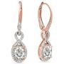 Dazzlingrock Collection 14K 7X5 MM Each Oval Lab Created Gemstone & Round Diamond Dangling Drop Earrings, Rose Gold