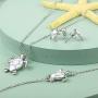 Yaomiao 3 Pieces Cute Turtle Adjustable Jewelry Set, Including Turtle Necklace Bracelet Earrings for Women Girl Accessories