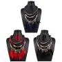 XY Fancy Feather Pendant Multi Layers Tribal Bib Necklace Statement Earring Jewelry Set