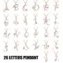 JUSZXY Letter Initial Necklaces for Women, 14K Rose Gold Plated Cubic Zirconia Letter Pendant Script Name Monogram Necklace, Delicate Initial Necklace for Mom Mothers Day