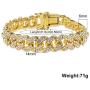LUOWAN Cuban Link Chain for Men Iced Out Chains Gold Plated Diamond Chain Cuban Necklace Bracelet Set