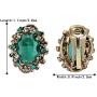 BriLove Womens Victorian Style Crystal Floral Cameo Inspired Oval Clip-On Earrings