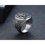XUANPAI Retro Unisex Leviathan Cross Satanic Ring Brimstone Occult Symbol Signet Band