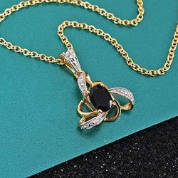 Shop LC Delivering Joy 925 Sterling Silver Real 14K Yellow Gold Plated Oval Black Tourmaline Pendant Necklace Jewelry for Women Size 20'' Ct 0.6