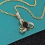 Shop LC Delivering Joy 925 Sterling Silver Real 14K Yellow Gold Plated Oval Black Tourmaline Pendant Necklace Jewelry for Women Size 20'' Ct 0.6