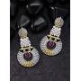 Aheli Boho Oxidized Indian Laxmi Goddess Dangle Earrings with Faux Stone Studded Ethnic Fashion Jewelry for Women