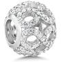 Gem Stone King 925 Sterling Silver White CZ Infinity Round Bead Charm Compatible W/Pandora Bracelets