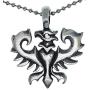 Tribal Jewelry German Phoenix Bird Vulture Eagle Totem Indian Maori Aztec Magic Pagan Pewter Mens Pendant Necklace Wealth Money Lucky Charm Protection Amulet Safe Travel Talisman W Silver Ball Chain