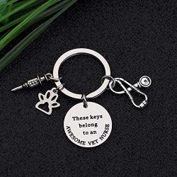 CYTING Veterinarian Keychain These Keys Belong to an Awesome Vet Tech/Nurse Keychain Appreciation Gift Veterinary Medicine Graduation Gift