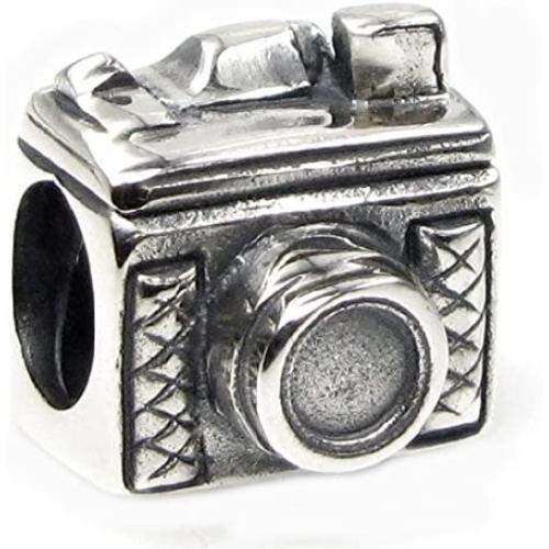 Queenberry Sterling Silver Classic 3D Photography Camera Bead for European Charm Bracelets