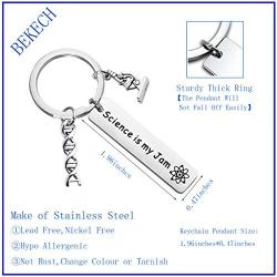 BEKECH Science Gift Chemistry Science Jewelry Science is My Jam Keychain Atom Microscope Charm DNA Charm Keychain Scientist Gift Forensic Gift Science Nerd Physics Gift