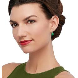 Ross-Simons Jade Teardrop Earrings With Diamond Accents in 14kt Yellow Gold