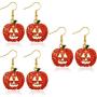 3 Pairs Halloween Pumpkin Earrings Crystal Pumpkin Dangle Earring Smiling Face Pumpkin Drop Earrings Jewelry for Women
