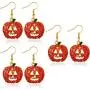 3 Pairs Halloween Pumpkin Earrings Crystal Pumpkin Dangle Earring Smiling Face Pumpkin Drop Earrings Jewelry for Women