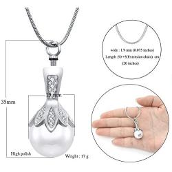 Shiny Pear Cremation Necklace Memorial Jewelry for Ashes Crystal Flower Stainless Steel Keepsake Jewelry Cremation Necklace for Ashes