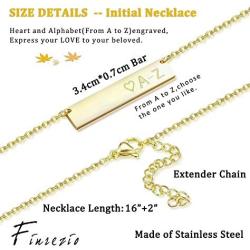 Finrezio Gold Plated Stainless Steel Initial Heart Bar Necklace Alphabet Pendant Necklace for Women Girlfriend Mother, 16''+2''