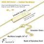 Finrezio Gold Plated Stainless Steel Initial Heart Bar Necklace Alphabet Pendant Necklace for Women Girlfriend Mother, 16''+2''