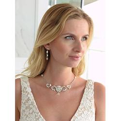 Mariell Freshwater Pearl and Crystal Wedding Jewelry Set for Brides - Handmade Necklace and Earrings