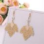 ZRosse Fashion Hollow Out Metal Maple Leaf Women Dangle Earrings Popular Gold and Silver Two-tone Long Drop Earring Jewelry Accessories