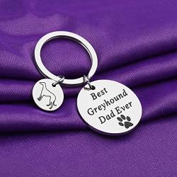 PENQI Greyhound Owner Keychain Best Greyhound Dad Ever Keychain Greyhound Dog Lover Jewelry Animal Adoption Rescue Gift for Pet Lover Dog Owner