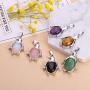 Chakra Stones Pendants Necklace,Womens Natural Gemstone Crystal Pendant Creative Penguin Shape Birthstone Energy Jewelry Necklaces for Ladies Girls