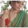Tarinika Gita Gold-Plated Indian Jewelry Set with Long Necklace and Earrings - White Red Green